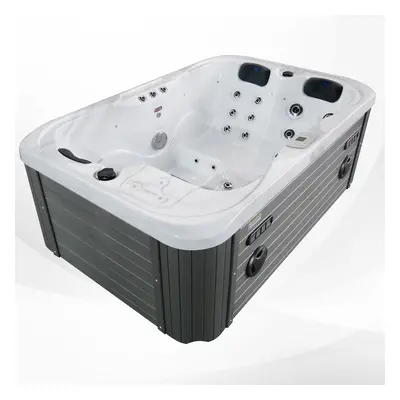 TroniTechnik Outdoor Whirlpool Spa TINO Weiß Silber Marmoriert 195cm x 127cm mit Heizung, Hydrom