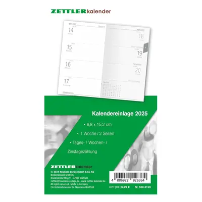 Kalender-Ersatzeinlage 2025 - für den Taschenplaner Typ 560 - 8,8x15,2 cm - 1 Wo...