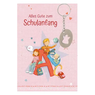 Glückwunschkarte mit Schlüsselanhänger - Alles Gute zum Schulangang (5 Stück)