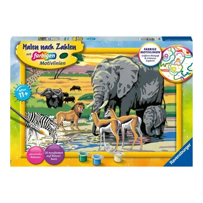 Ravensburger Malen nach Zahlen 28766 - Tiere in Afrika - Kinder ab 9 Jahren