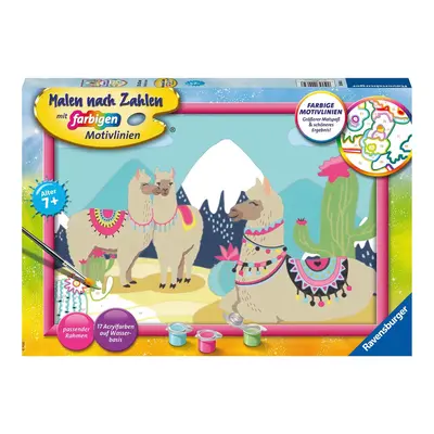 Ravensburger Malen nach Zahlen 20065 - Glückliche Lamas - Kinder ab 7 Jahren