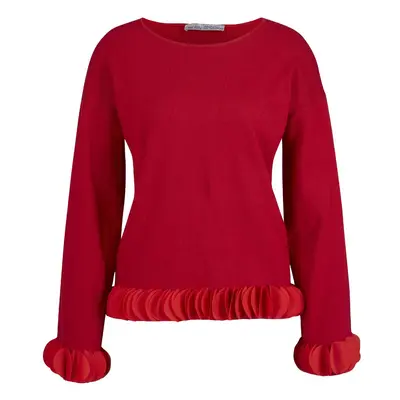 Pullover rot Pulli Strick Pullover Rundhals Langarm warm Winter hibiskus Pulli