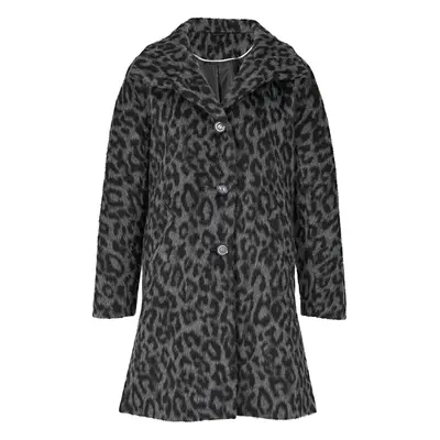 HEINE Damen Mantel 48 Wintermantel warm Leo Leoparden Muster grau schwarz