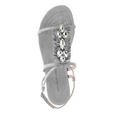 GUIDO MARIA KRETSCHMER Damen Designer-Velourslederdianette m. Strass Grau