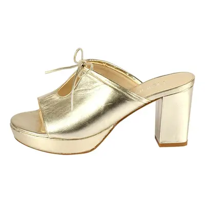 HEINE Damen Designer-Leder-Pantolette Goldfarben