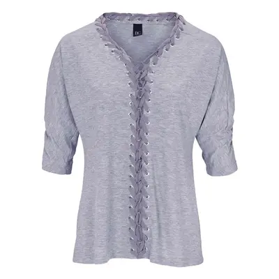 HEINE Damen Designer-Shirt m. Schnürungen Grau-Melange