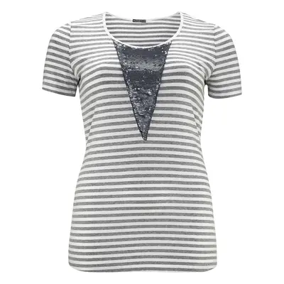 APART Damen Designer-Shirt Grau-Weiß