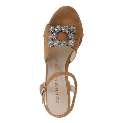 GUIDO MARIA KRETSCHMER Damen Designer-Sandalette m. Strass Cognac