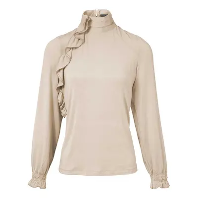 PATRIZIA DINI Damen Designer-Rüschenshirt Sand