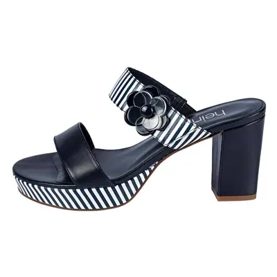 HEINE Damen Designer-Leder-Pantolette Marine-Weiß