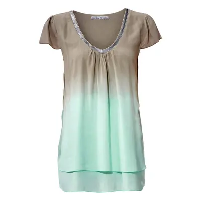 ASHLEY BROOKE Damen Designer-Blusenshirt Taupe-Mint