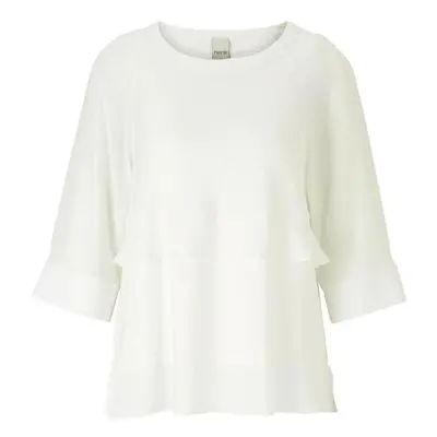 HEINE Damen Designer-Shirt m. Volants Offwhite