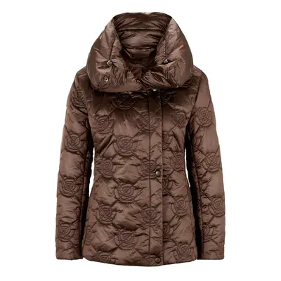 Damen Jacke Steppjacke Winterjacke gesteppt Kurz braun Stehkragen schoko