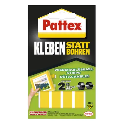 Klebe-Strips Kleben statt Bohren, weiß, 10 Streifen je 20x40mm