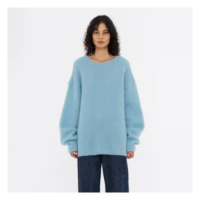 Oversize-Pullover Mohair Hellblau