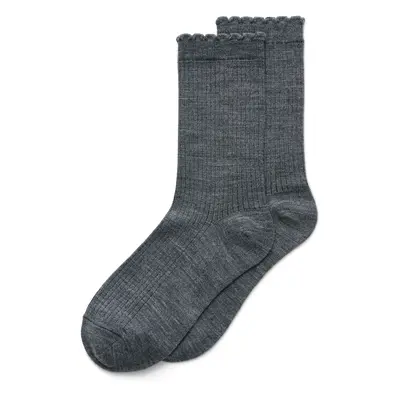 ECCO Hygge Femme Mid-Cut - Damen Halbhohe gerippte Socken - Grau - Size: 35-38 (UK 2.5-5.5)