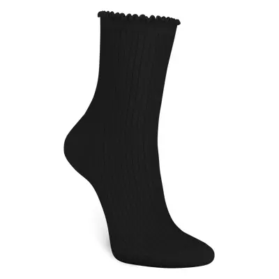 ECCO Hygge Femme Mid-Cut - Damen Halbhohe gerippte Socken - Schwarz - Size: 35-38 (UK 2.5-5.5)