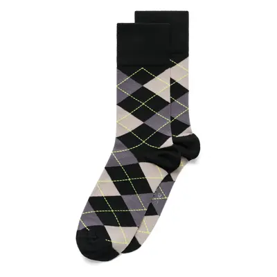 ECCO Classic Argyle Mid Cut - Herren Halbhohe Argyle Socken - Schwarz - Size: 39-42 (UK 6-8.5)