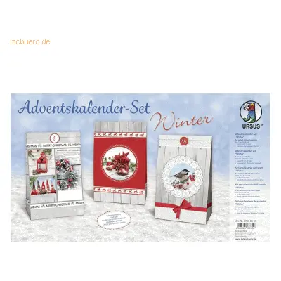 Ludwig Bähr Adventskalender-Set Geschenktüten Winter 12x19x6cm