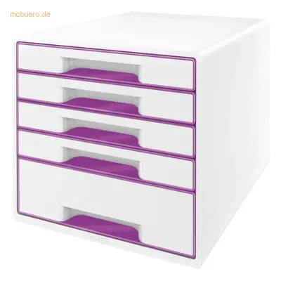 Leitz Schubladenbox Wow Cube 5 Schubladen PS perlweiß/violett