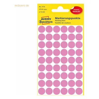 10 x Avery Zweckform Markierungspunkte rose DM 12mm VE=270 Etiketten