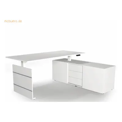 Kerkmann Sitz-/Stehtisch Move 3 180x80x72-120 mit Sideboard weiß