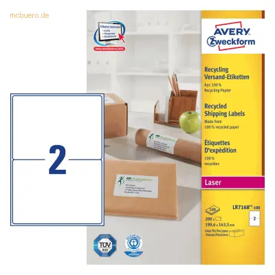 Avery Zweckform Versand-Etiketten 199,6x143,5 mm Recycling 100 Blatt/2