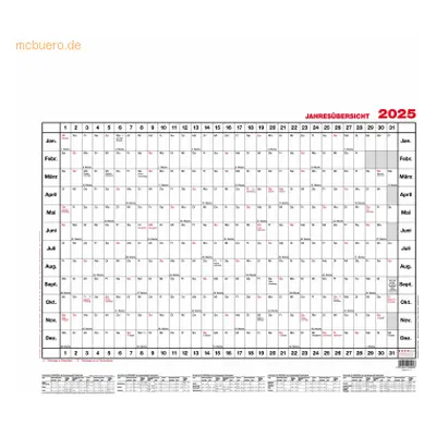 Güss Jahresübersicht 60x40cm quer im Versandrohr Kalendarium 2025