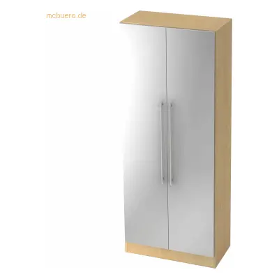 Mcbuero.de Schrank Solid 5OH BxTxH 80x42x200,4cm Griff RE Ahorn/Silber