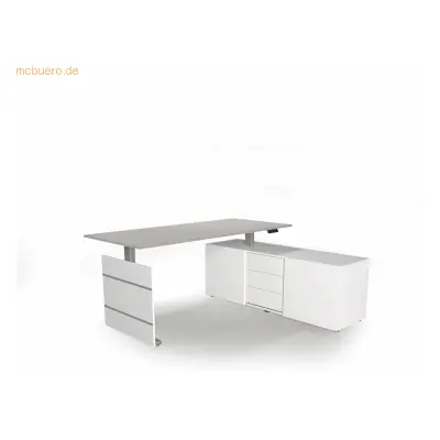 Kerkmann Komplettarbeitsplatz Move 3 180x80x72-120 mit Sideboard silbe