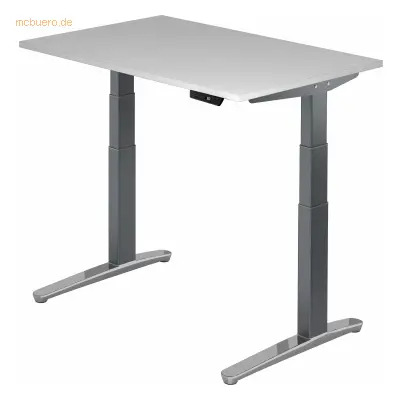 Mcbuero.de Sitz-Steh-Schreibtisch elektrisch 120x80cm Grau/Graphit-alu