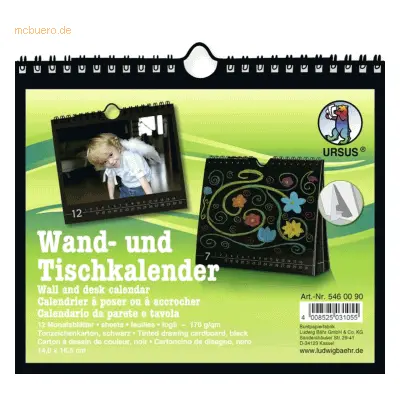 10 x Ludwig Bähr Wand- und Tischkalender 14x16,5cm schwarz