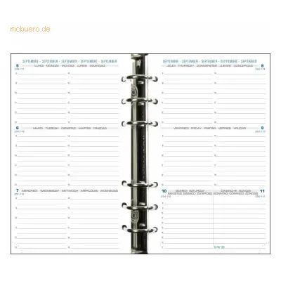 Quo Vadis Timer Kalender 1 Woche/ 2 Seite waagrecht 105x172mm Kalendar