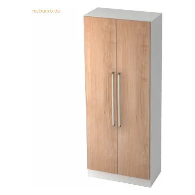 Mcbuero.de Schrank Solid 5OH BxTxH 80x42x200,4cm Griff CE Weiß/Nussbau