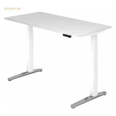 Mcbuero.de Sitz-Steh-Schreibtisch elektrisch 160x80cm Weiß/Weiß-alu