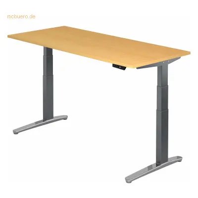 Mcbuero.de Sitz-Steh-Schreibtisch elektrisch 180x80cm Buche/Graphit-al