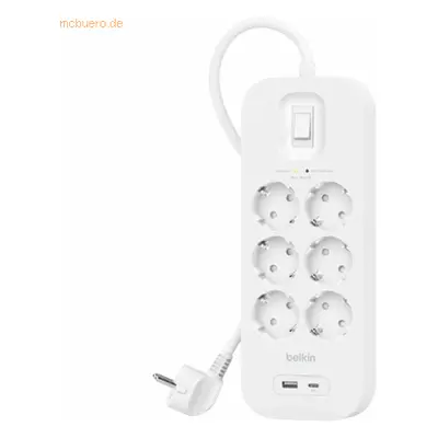 Belkin Belkin Surge Plus Steckdosenleiste 6-Fach, 18W 2m Kabel