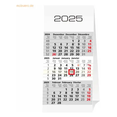 Güss 3-Monats-Tischkalender 10,5 x 20cm Kalendarium 2025