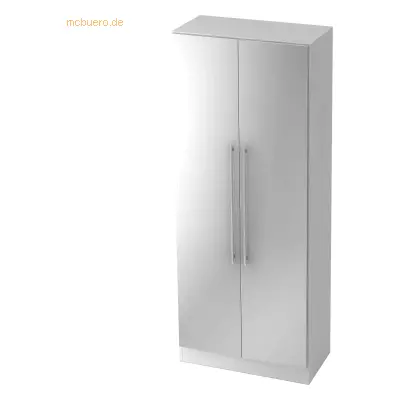 Mcbuero.de Schrank Solid 5OH BxTxH 80x42x200,4cm Griff RE Weiß/Silber