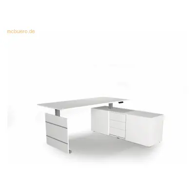 Kerkmann Komplettarbeitsplatz Move 3 180x80x72-120 mit Sideboard silbe