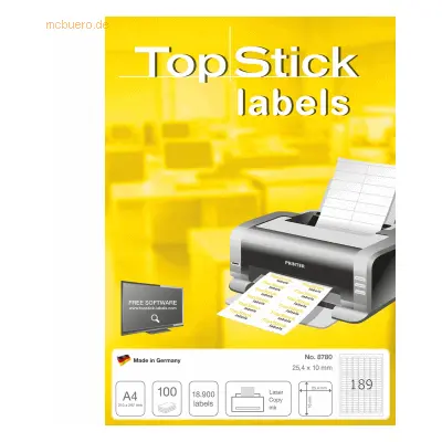 10 x TopStick Universal-Etiketten Papier weiß selbstklebend 25,4x10mm