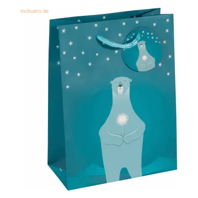 5 x Sigel Geschenktasche Small Polar bear with candle 170x230x90mm