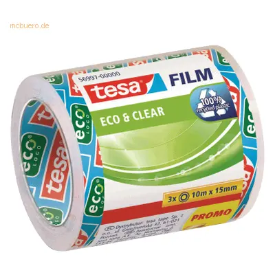 30 x Tesa Klebefilm tesafilm Eco&Clear Sparpack 15mmx10m unsichtbar 3