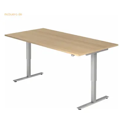 Mcbuero.de Sitz-Steh-Schreibtisch elektrisch 200x100cm Eiche/Silber