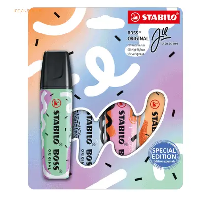 Stabilo Textmarker Boss Original by Ju Schnee Pack sortiert VE=4 Stück