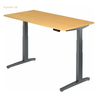 Mcbuero.de Sitz-Steh-Schreibtisch elektrisch 160x80cm Buche/Graphit