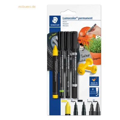 Staedtler Schreibgeräteset Lumocolor permanent VE= 4 Stifte sortiert