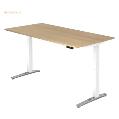 Mcbuero.de Sitz-Steh-Schreibtisch elektrisch 200x100cm Eiche/Weiß-alu