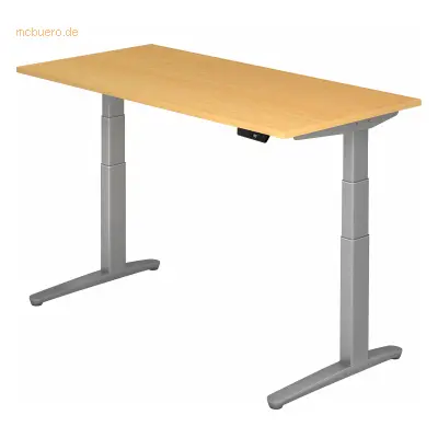 Mcbuero.de Sitz-Steh-Schreibtisch elektrisch 160x80cm Buche/Silber