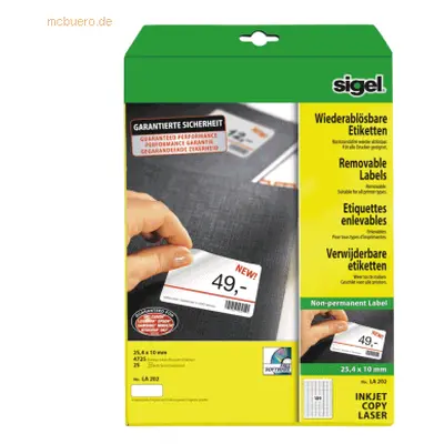 Sigel Etiketten Inkjet/Laser Kopier 25,4x10mm ablösbar VE=4725 Stück (